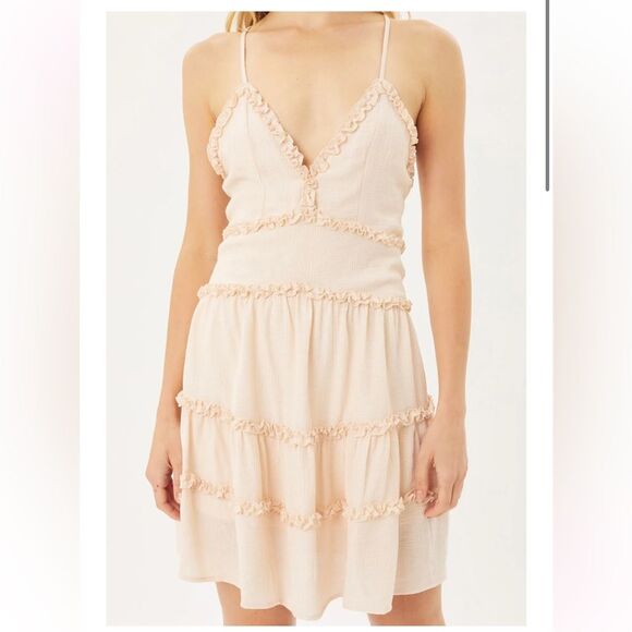 Love Tree Womens Babydoll Fit and Flare Mini Ruffled Dress Sz M ajustble Straps - Picture 2 of 12